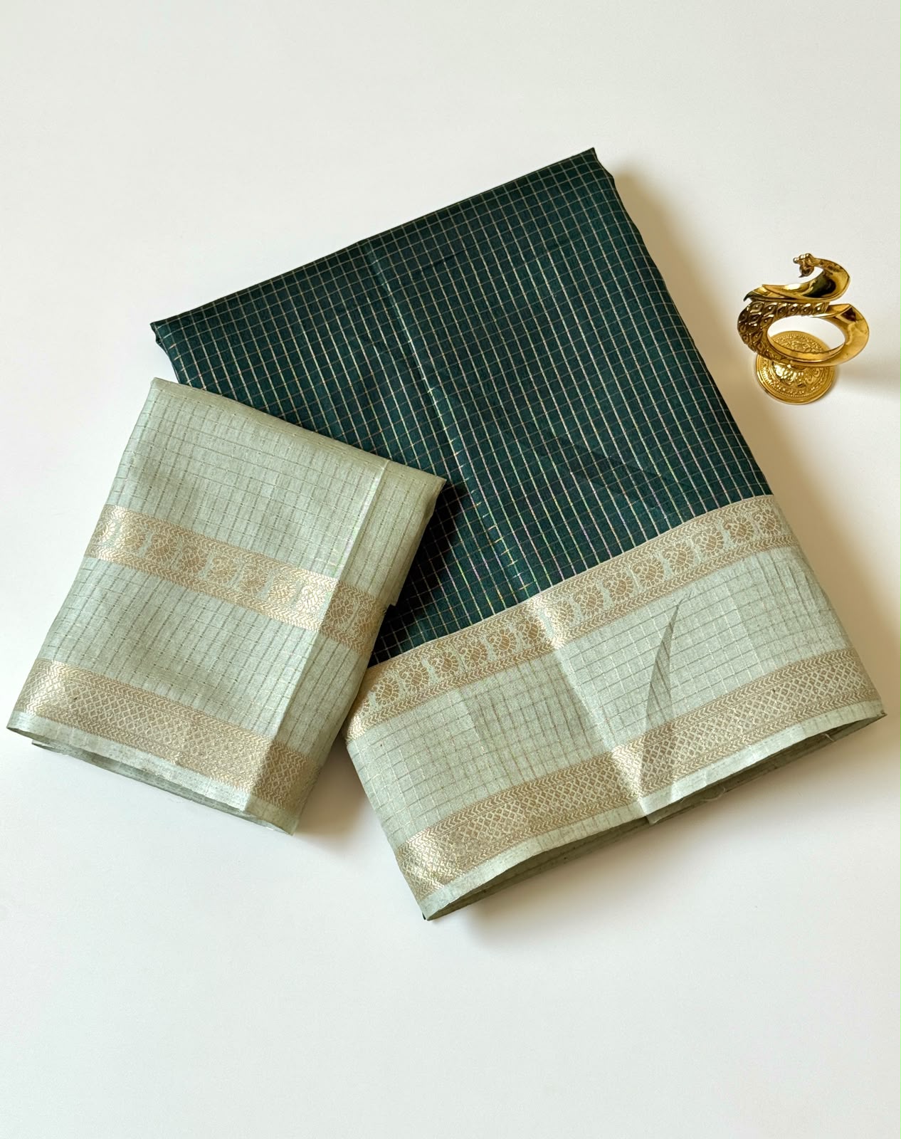 Pure Tussar Base Checks Saree